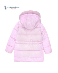 U.S. POLO ASSN. PINK QUILTED HOOD PUFFER COAT JACKET