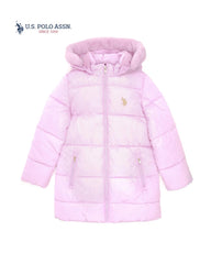 U.S. POLO ASSN. PINK QUILTED HOOD PUFFER COAT JACKET