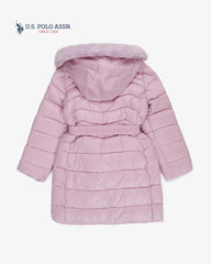 U.S. POLO ASSN. PINK QUILTED HOODED PUFFER COAT JACKET