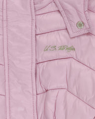U.S. POLO ASSN. PINK QUILTED HOODED PUFFER COAT JACKET