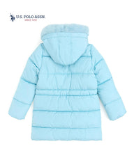 U.S. POLO ASSN. SKY BLUE QUILTED HOOD PUFFER COAT JACKET