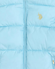U.S. POLO ASSN. SKY BLUE QUILTED HOOD PUFFER COAT JACKET