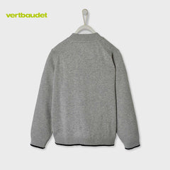 VERTBAUDET GREY TEDDY COLLAR ZIPPER CARDIGAN