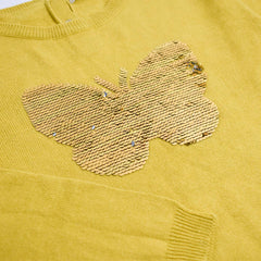 VERTBAUDET YELLOW BUTTERFLY SEQUINED JUMPER