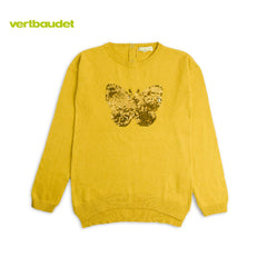 VERTBAUDET YELLOW BUTTERFLY SEQUINED JUMPER