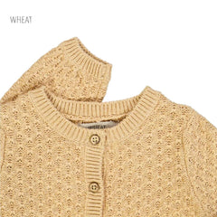 WHEAT BROWN KNITTED CLOUD MELANGE CARDIGAN