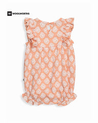 WOOLSWORTH ORANGE FLORAL 2 PCS ROMPER HAT SET