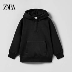 ZARA BLACK HOODED SWEATSHIRT WITH ZIP