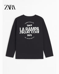 ZARA BLACK PRINTED LONG SLEEVE T-SHIRT