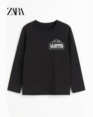 ZARA BLACK PRINTED LONG SLEEVE T-SHIRT