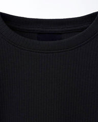 ZARA BLACK RIBBED LONG SLEEVE T-SHIRT