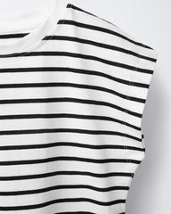 ZARA BLACK STRIPED T-SHIRT WITH TAB