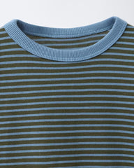 ZARA BLUE HEAVY WEIGHT STRIPED T-SHIRT