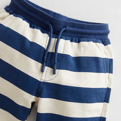 ZARA BLUE STRIPED PLUSH JERSEY BERMUDA SHORTS