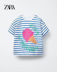 ZARA BLUE STRIPED VIVA T-SHIRT