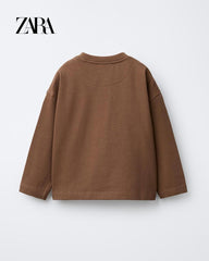 ZARA BROWN HEAVYWEIGHT EMBROIDERED T-SHIRT