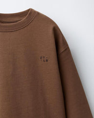 ZARA BROWN HEAVYWEIGHT EMBROIDERED T-SHIRT