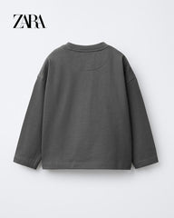 ZARA CHARCOAL HEAVYWEIGHT EMBROIDERED T-SHIRT