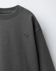ZARA CHARCOAL HEAVYWEIGHT EMBROIDERED T-SHIRT