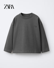 ZARA CHARCOAL HEAVYWEIGHT EMBROIDERED T-SHIRT