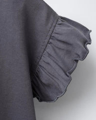 ZARA CHARCOAL PLAIN RUFFLE T-SHIRT