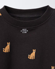 ZARA CHOCOLATE BROWN ANIMAL PRINTED LONG SLEEVE T-SHIRT