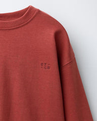 ZARA CORAL RED HEAVYWEIGHT EMBROIDERED T-SHIRT