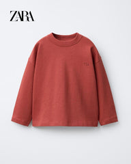 ZARA CORAL RED HEAVYWEIGHT EMBROIDERED T-SHIRT