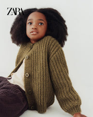 ZARA DARK OLIVER THICK KNIT CARDIGAN