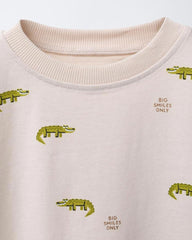 ZARA ECRU ANIMAL PRINTED LONG SLEEVE T-SHIRT