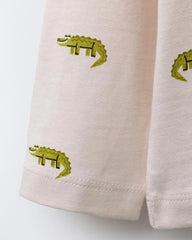 ZARA ECRU ANIMAL PRINTED LONG SLEEVE T-SHIRT