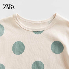 ZARA ECRU POLKA DOT T-SHIRT