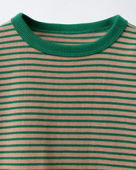 ZARA GREEN HEAVY WEIGHT STRIPED T-SHIRT