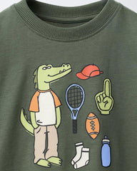 ZARA GREEN SPORTS CREW LONG SLEEVE T-SHIRT