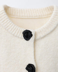 ZARA IVORY FLOWER EMBELLISHMENT KNIT CARDIGAN