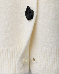 ZARA IVORY FLOWER EMBELLISHMENT KNIT CARDIGAN