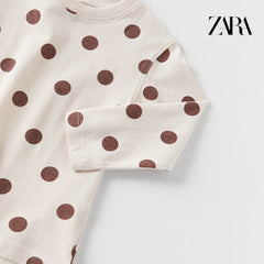 ZARA LIGHT BROWN POLKA DOT COTTON TOP