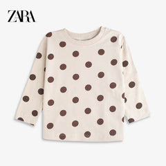 ZARA LIGHT BROWN POLKA DOT COTTON TOP