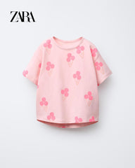 ZARA LIGHT PINK PRINTED T-SHIRT