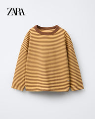 ZARA MUSTARD HEAVY WEIGHT STRIPED T-SHIRT