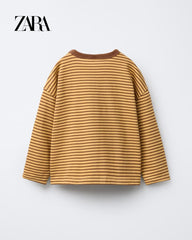 ZARA MUSTARD HEAVY WEIGHT STRIPED T-SHIRT