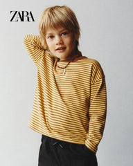 ZARA MUSTARD HEAVY WEIGHT STRIPED T-SHIRT