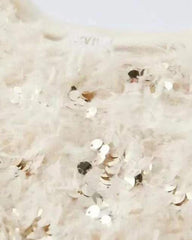 ZARA OFF WHITE SEQUIN & FEATHER BLOUSE