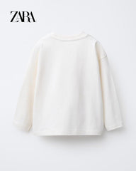 ZARA OFF WHITE SPACE MODE LONG SLEEVE T-SHIRT