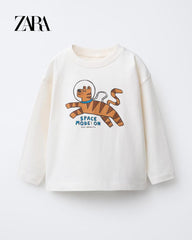 ZARA OFF WHITE SPACE MODE LONG SLEEVE T-SHIRT