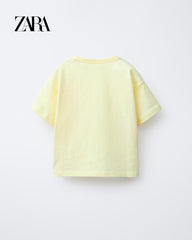 ZARA PASTEL YELLOW CHERRY PRINTED T-SHIRT