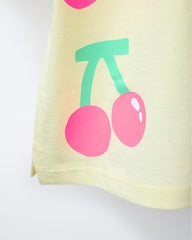 ZARA PASTEL YELLOW CHERRY PRINTED T-SHIRT