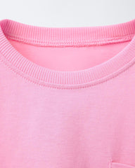 ZARA PINK EMBROIDERED POCKET T-SHIRT