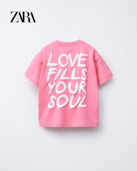 ZARA PINK LOVE PRINTED T-SHIRT