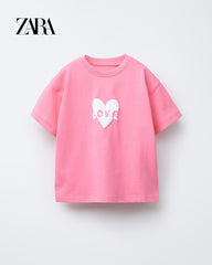 ZARA PINK LOVE PRINTED T-SHIRT